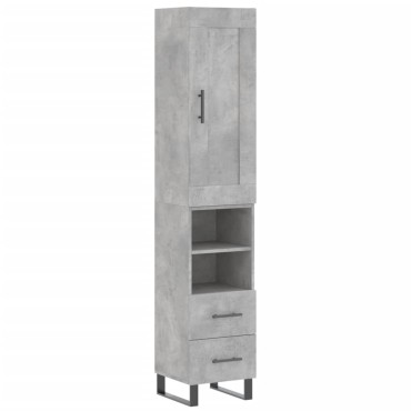 vidaXL Ντουλάπι Γκρι Σκυροδέματος 34,5x34x180cm Επεξεργασμένο Ξύλο 1 τεμ.