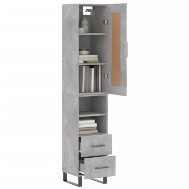 vidaXL Ντουλάπι Γκρι Σκυροδέματος 34,5x34x180cm Επεξεργασμένο Ξύλο 1 τεμ.
