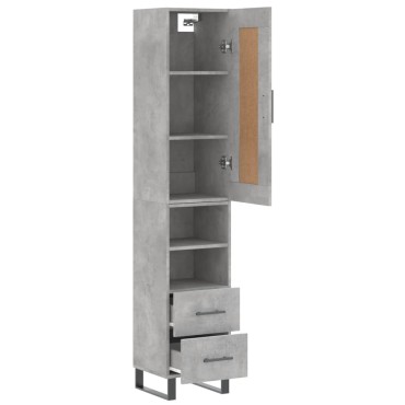 vidaXL Ντουλάπι Γκρι Σκυροδέματος 34,5x34x180cm Επεξεργασμένο Ξύλο 1 τεμ.