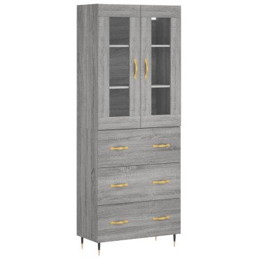 vidaXL Ντουλάπι Γκρι Sonoma 69,5x34x180cm Επεξεργασμένο Ξύλο 1 τεμ.