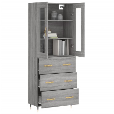 vidaXL Ντουλάπι Γκρι Sonoma 69,5x34x180cm Επεξεργασμένο Ξύλο 1 τεμ.