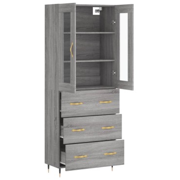 vidaXL Ντουλάπι Γκρι Sonoma 69,5x34x180cm Επεξεργασμένο Ξύλο 1 τεμ.