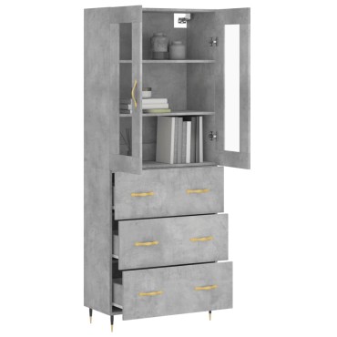 vidaXL Ντουλάπι Γκρι Σκυροδέματος 69,5x34x180cm Επεξεργασμένο Ξύλο 1 τεμ.