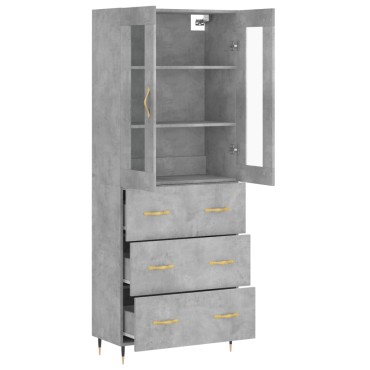 vidaXL Ντουλάπι Γκρι Σκυροδέματος 69,5x34x180cm Επεξεργασμένο Ξύλο 1 τεμ.