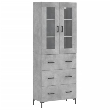 vidaXL Ντουλάπι Γκρι Σκυροδέματος 69,5x34x180cm Επεξεργασμένο Ξύλο 1 τεμ.
