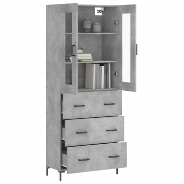 vidaXL Ντουλάπι Γκρι Σκυροδέματος 69,5x34x180cm Επεξεργασμένο Ξύλο 1 τεμ.