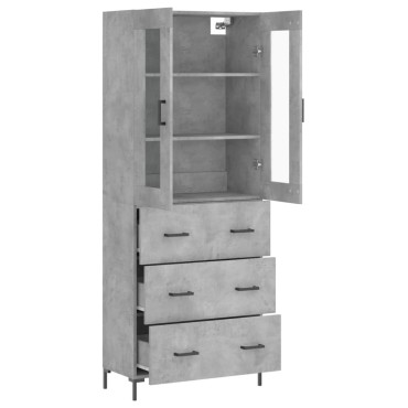 vidaXL Ντουλάπι Γκρι Σκυροδέματος 69,5x34x180cm Επεξεργασμένο Ξύλο 1 τεμ.