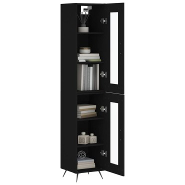 vidaXL Ντουλάπι Μαύρο 34,5x34x180cm από Επεξεργασμένο Ξύλο 1 τεμ.