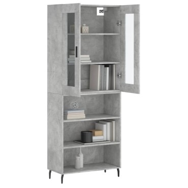 vidaXL Ντουλάπι Γκρι Σκυροδέματος 69,5x34x180cm Επεξεργασμένο Ξύλο 1 τεμ.