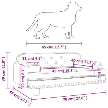 vidaXL Κρεβάτι Σκύλου Σκούρο Γκρι 70 x 45 x 30 εκ. Βελούδινο