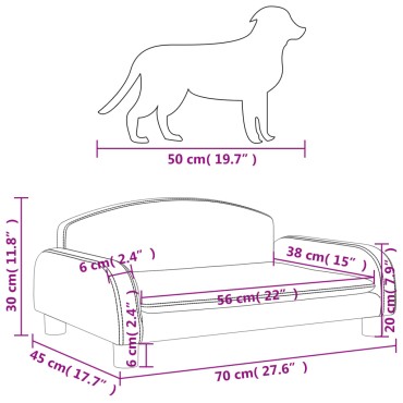 vidaXL Κρεβάτι Σκύλου Μαύρο 70 x 45 x 30 εκ. Υφασμάτινο