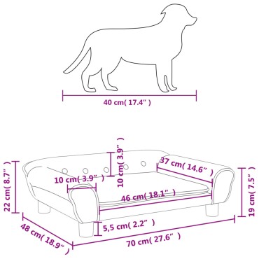 vidaXL Κρεβάτι Σκύλου Ροζ 70 x 48 x 22 εκ. Βελούδινο