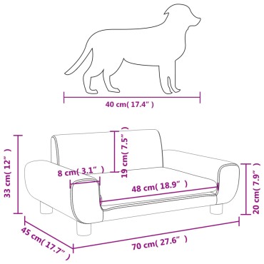 vidaXL Κρεβάτι Σκύλου Σκούρο Γκρι 70 x 45 x 33 εκ. Βελούδινο