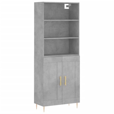 vidaXL Ντουλάπι Γκρι Σκυροδέματος 69,5x34x180cm Επεξεργασμένο Ξύλο 1 τεμ.