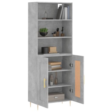 vidaXL Ντουλάπι Γκρι Σκυροδέματος 69,5x34x180cm Επεξεργασμένο Ξύλο 1 τεμ.
