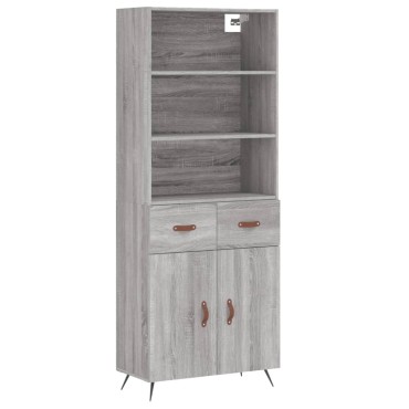 vidaXL Ντουλάπι Γκρι Sonoma 69,5x34x180cm Επεξεργασμένο Ξύλο 1 τεμ.