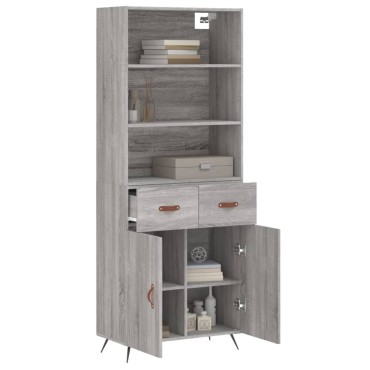 vidaXL Ντουλάπι Γκρι Sonoma 69,5x34x180cm Επεξεργασμένο Ξύλο 1 τεμ.