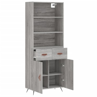 vidaXL Ντουλάπι Γκρι Sonoma 69,5x34x180cm Επεξεργασμένο Ξύλο 1 τεμ.