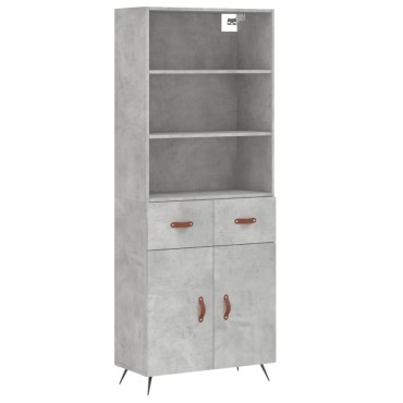 vidaXL Ντουλάπι Γκρι Σκυροδέματος 69,5x34x180cm Επεξεργασμένο Ξύλο 1 τεμ.