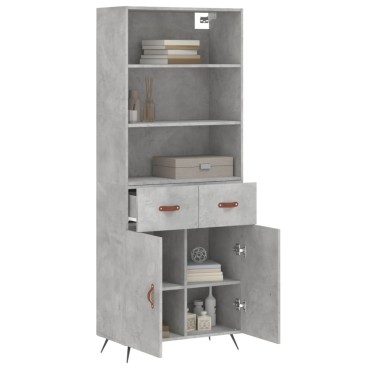 vidaXL Ντουλάπι Γκρι Σκυροδέματος 69,5x34x180cm Επεξεργασμένο Ξύλο 1 τεμ.