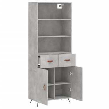 vidaXL Ντουλάπι Γκρι Σκυροδέματος 69,5x34x180cm Επεξεργασμένο Ξύλο 1 τεμ.