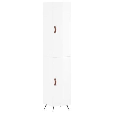 vidaXL Ντουλάπι Γυαλ. Λευκό 34,5x34x180cm από Επεξεργασμένο Ξύλο 1 τεμ.
