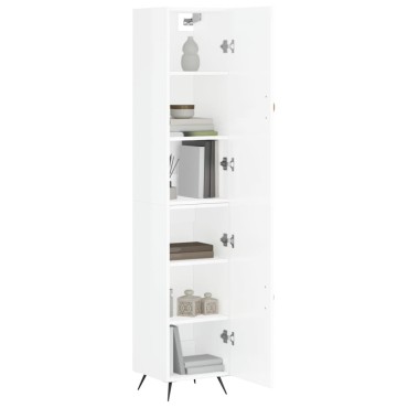 vidaXL Ντουλάπι Γυαλ. Λευκό 34,5x34x180cm από Επεξεργασμένο Ξύλο 1 τεμ.