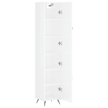 vidaXL Ντουλάπι Γυαλ. Λευκό 34,5x34x180cm από Επεξεργασμένο Ξύλο 1 τεμ.