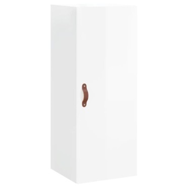 vidaXL Ντουλάπι Γυαλ. Λευκό 34,5x34x180cm από Επεξεργασμένο Ξύλο 1 τεμ.