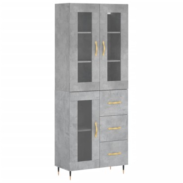 vidaXL Ντουλάπι Γκρι Σκυροδέματος 69,5x34x180cm Επεξεργασμένο Ξύλο 1 τεμ.