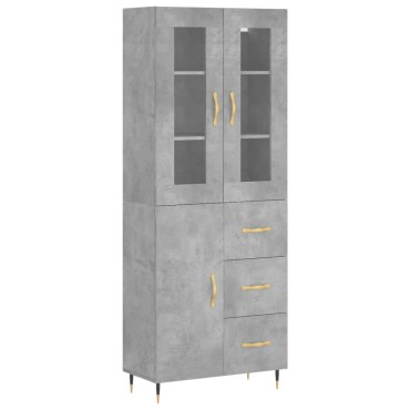vidaXL Ντουλάπι Γκρι Σκυροδέματος 69,5x34x180cm Επεξεργασμένο Ξύλο 1 τεμ.