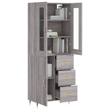 vidaXL Ντουλάπι Γκρι Sonoma 69,5x34x180cm Επεξεργασμένο Ξύλο 1 τεμ.