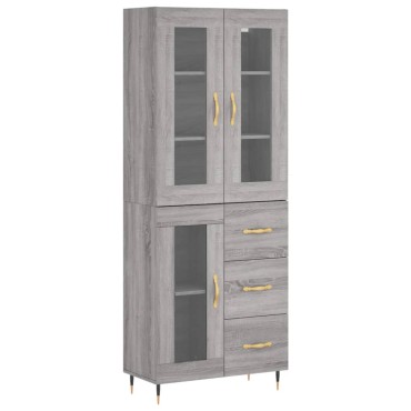 vidaXL Ντουλάπι Γκρι Sonoma 69,5x34x180cm Επεξεργασμένο Ξύλο 1 τεμ.