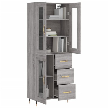 vidaXL Ντουλάπι Γκρι Sonoma 69,5x34x180cm Επεξεργασμένο Ξύλο 1 τεμ.