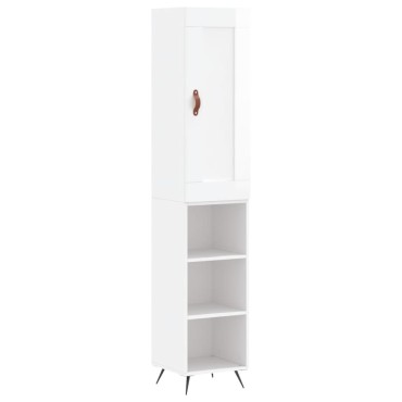 vidaXL Ντουλάπι Γυαλ. Λευκό 34,5x34x180cm από Επεξεργασμένο Ξύλο 1 τεμ.