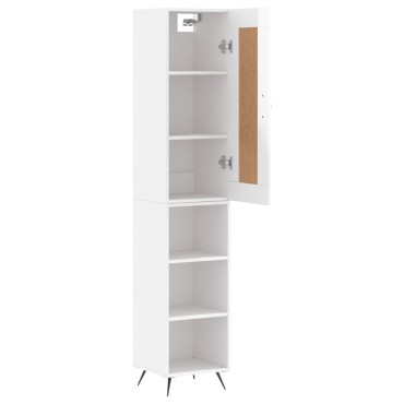 vidaXL Ντουλάπι Γυαλ. Λευκό 34,5x34x180cm από Επεξεργασμένο Ξύλο 1 τεμ.