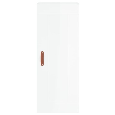 vidaXL Ντουλάπι Γυαλ. Λευκό 34,5x34x180cm από Επεξεργασμένο Ξύλο 1 τεμ.