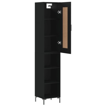vidaXL Ντουλάπι Μαύρο 34,5x34x180cm από Επεξεργασμένο Ξύλο 1 τεμ.