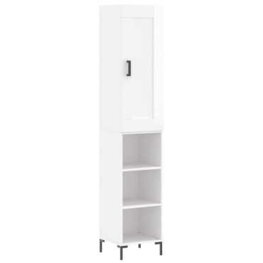 vidaXL Ντουλάπι Γυαλ. Λευκό 34,5x34x180cm από Επεξεργασμένο Ξύλο 1 τεμ.