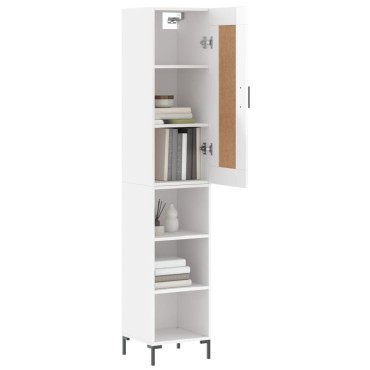 vidaXL Ντουλάπι Γυαλ. Λευκό 34,5x34x180cm από Επεξεργασμένο Ξύλο 1 τεμ.