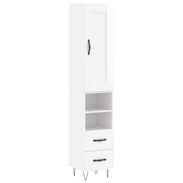vidaXL Ντουλάπι Γυαλ. Λευκό 34,5x34x180cm από Επεξεργασμένο Ξύλο 1 τεμ.