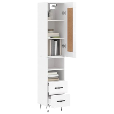 vidaXL Ντουλάπι Γυαλ. Λευκό 34,5x34x180cm από Επεξεργασμένο Ξύλο 1 τεμ.
