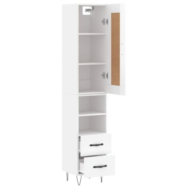 vidaXL Ντουλάπι Γυαλ. Λευκό 34,5x34x180cm από Επεξεργασμένο Ξύλο 1 τεμ.