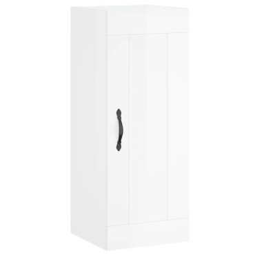 vidaXL Ντουλάπι Γυαλ. Λευκό 34,5x34x180cm από Επεξεργασμένο Ξύλο 1 τεμ.