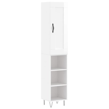 vidaXL Ντουλάπι Γυαλ. Λευκό 34,5x34x180cm από Επεξεργασμένο Ξύλο 1 τεμ.