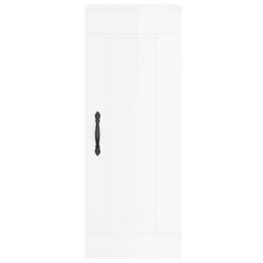 vidaXL Ντουλάπι Γυαλ. Λευκό 34,5x34x180cm από Επεξεργασμένο Ξύλο 1 τεμ.