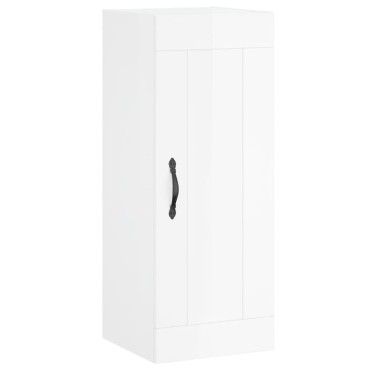 vidaXL Ντουλάπι Γυαλ. Λευκό 34,5x34x180cm από Επεξεργασμένο Ξύλο 1 τεμ.