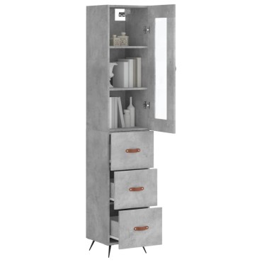 vidaXL Ντουλάπι Γκρι Σκυροδέματος 34,5x34x180cm Επεξεργασμένο Ξύλο 1 τεμ.