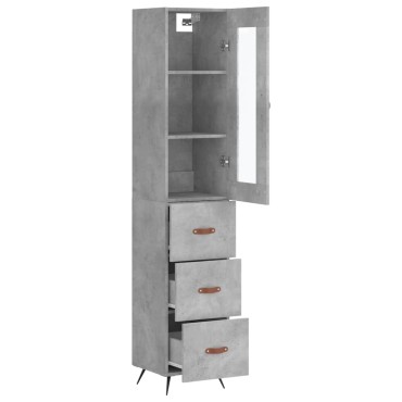 vidaXL Ντουλάπι Γκρι Σκυροδέματος 34,5x34x180cm Επεξεργασμένο Ξύλο 1 τεμ.