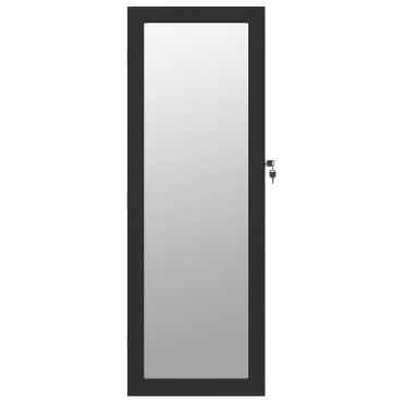 vidaXL Έπιπλο Κοσμημάτων με Καθρέφτη/LED Φώτα Επιτοίχιο Μαύρο